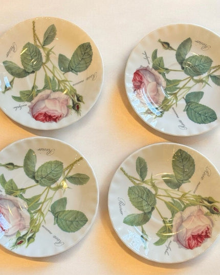 Roy Kirkham Redoute Roses
5” cup saucers set x4 pcs - White with Pink Roses