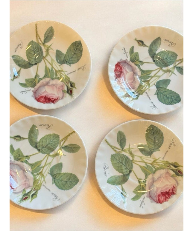 Roy Kirkham Redoute Roses
5” cup saucers set x4 pcs - White with Pink Roses