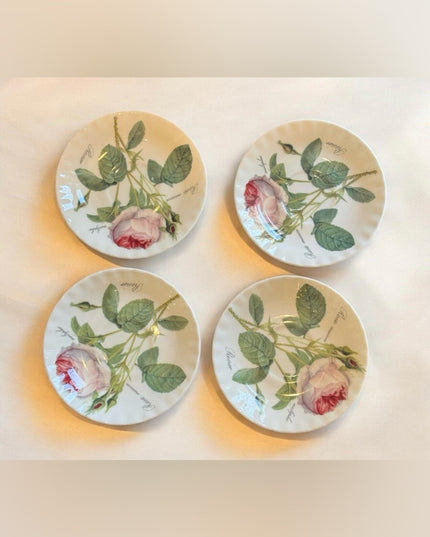 Roy Kirkham Redoute Roses
5” cup saucers set x4 pcs - White with Pink Roses