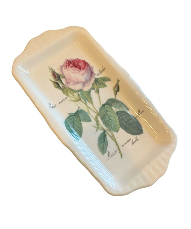 Roy Kirkham Redoute Roses Dessert Platter  Serving Tray 12x8” LN