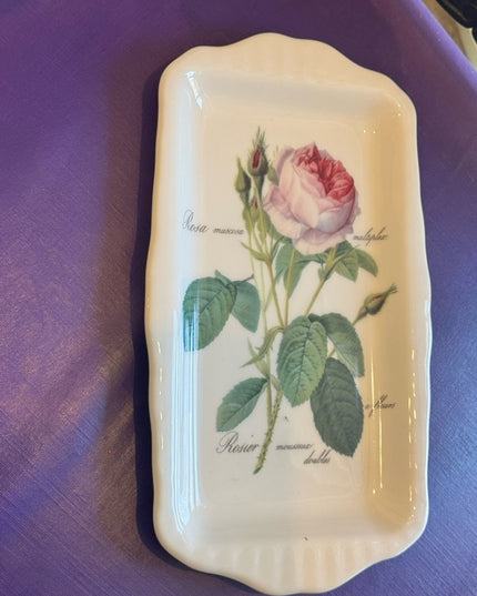 Roy Kirkham Redoute Roses Dessert Platter  Serving Tray 12x8” LN