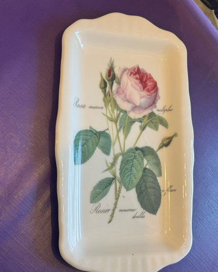 Roy Kirkham Redoute Roses Dessert Platter  Serving Tray 12x8” LN