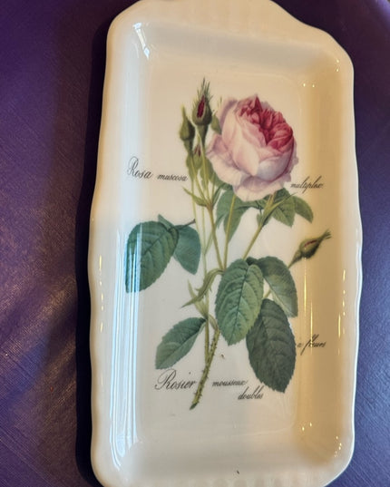 Roy Kirkham Redoute Roses Dessert Platter  Serving Tray 12x8” LN