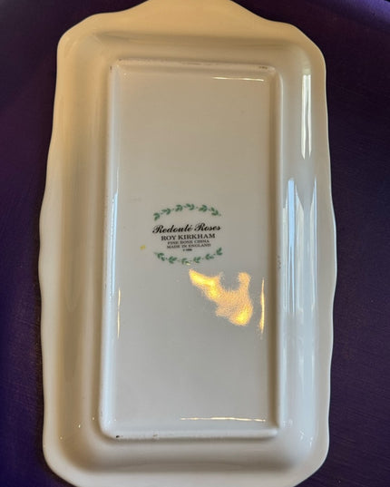 Roy Kirkham Redoute Roses Dessert Platter  Serving Tray 12x8” LN
