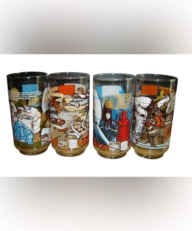 1983 Vintage Star Wars Complete Set Burger King Glasses x4 pcs