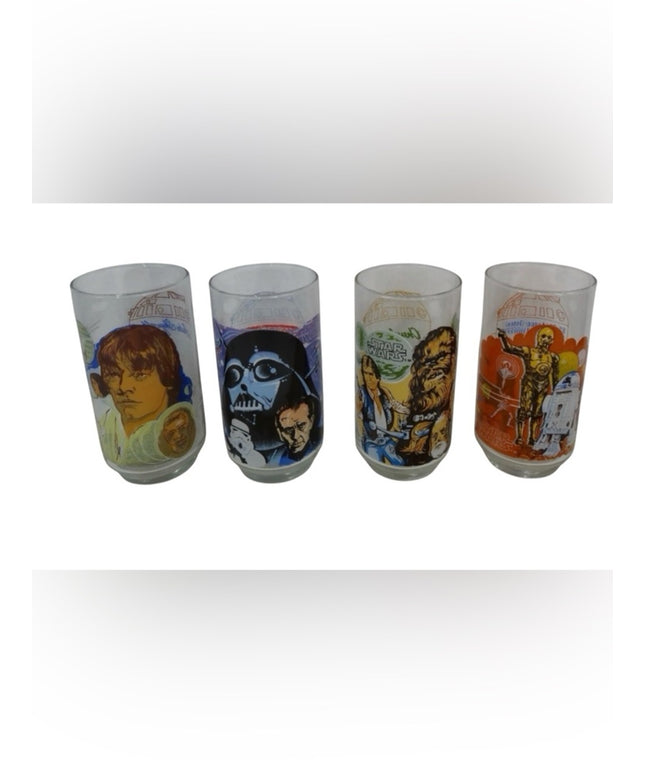 Star Wars Vintage 1977 Burger King Complete Glass Set x4pc