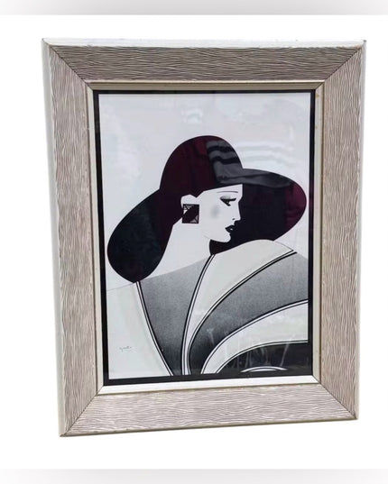 Vintage Jeannette Art Deco Nagel Style Modern 1983 Framed Art Print