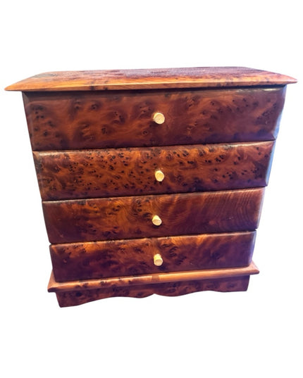 African Thuya Scent Root Wood Vintage Jewelry  Box Cabinet 4 Drawers