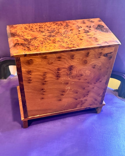 African Thuya Scent Root Wood Vintage Jewelry  Box Cabinet 4 Drawers