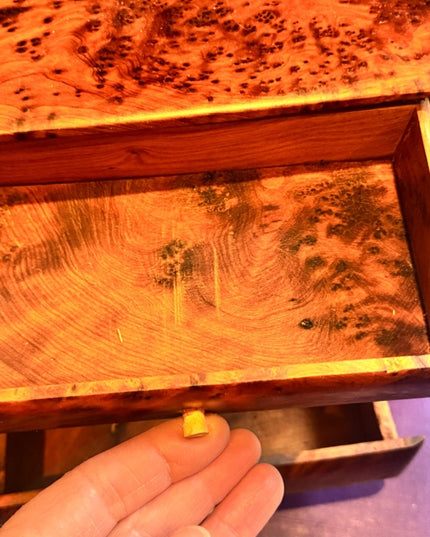 African Thuya Scent Root Wood Vintage Jewelry  Box Cabinet 4 Drawers