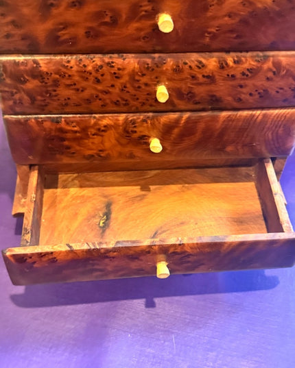 African Thuya Scent Root Wood Vintage Jewelry  Box Cabinet 4 Drawers