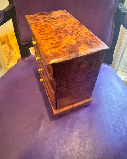 African Thuya Scent Root Wood Vintage Jewelry  Box Cabinet 4 Drawers