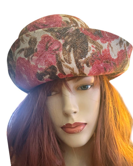 Vintage 1960s  Sailer Style Floral Pink Women’s  Hat