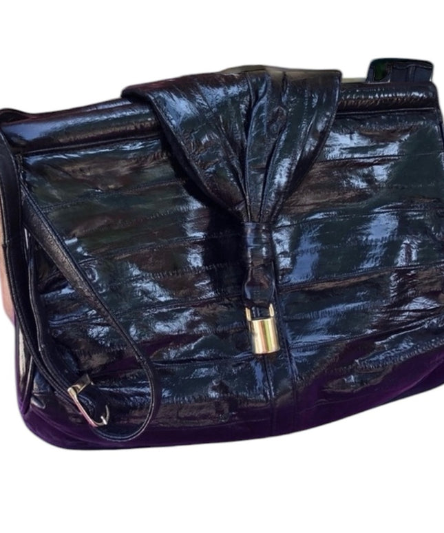Awesome Black vintage EEL skin purse bag shoulder bag purse