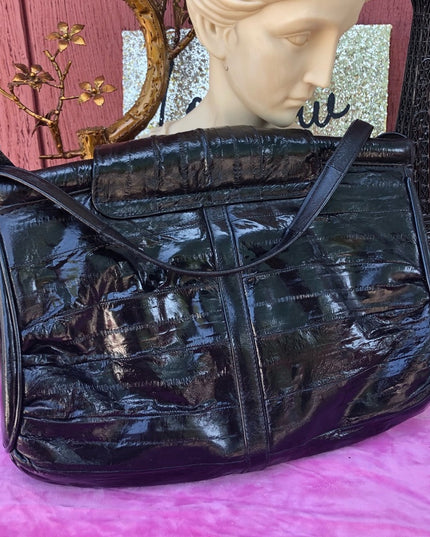 Awesome Black vintage EEL skin purse bag shoulder bag purse