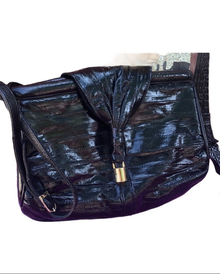Awesome Black vintage EEL skin purse bag shoulder bag purse