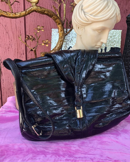 Awesome Black vintage EEL skin purse bag shoulder bag purse