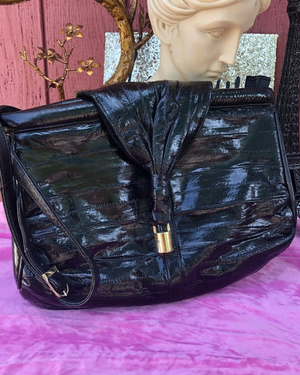 Awesome Black vintage EEL skin purse bag shoulder bag purse
