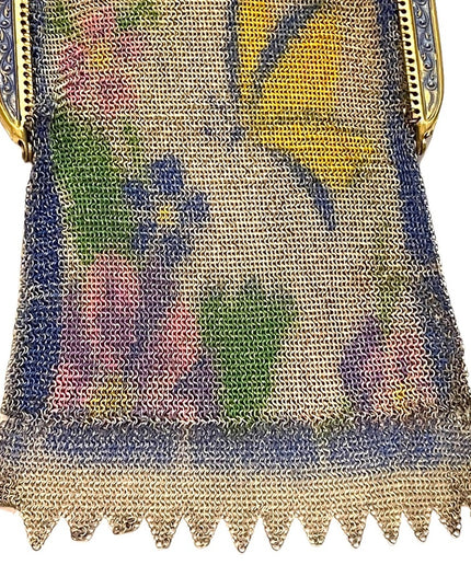 Antique 1900  early ornate metal mesh Butterfly purse Art Deco Whiting Davis