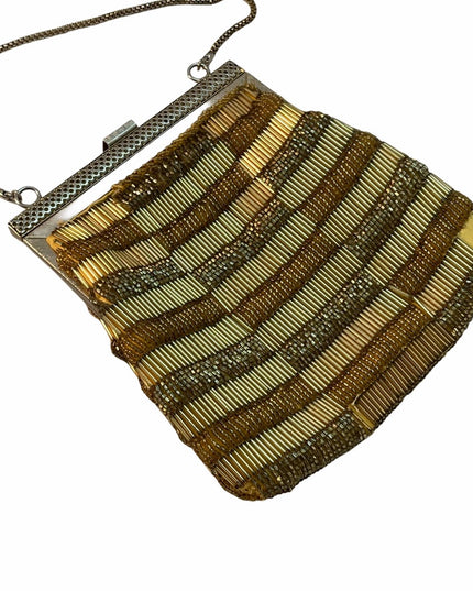 Vintage 1960s  Micro Bead Gold Purse Evening