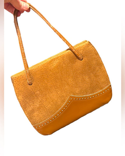Elegant 1960s Lennox Bags Vintage Suede & leather fancy Tan Handbag