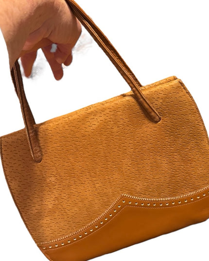 Elegant 1960s Lennox Bags Vintage Suede & leather fancy Tan Handbag