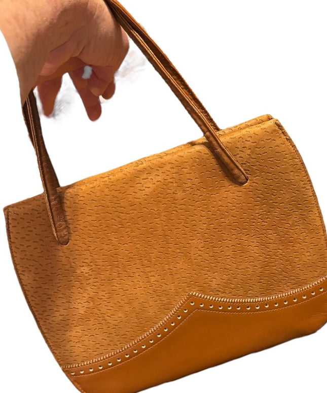 Elegant 1960s Lennox Bags Vintage Suede & leather fancy Tan Handbag