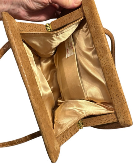 Elegant 1960s Lennox Bags Vintage Suede & leather fancy Tan Handbag