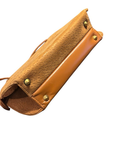 Elegant 1960s Lennox Bags Vintage Suede & leather fancy Tan Handbag