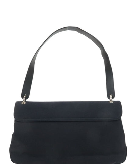 Authentic Ferragamo Vara Ribbon Black Leather Nylon Shoulder Bag