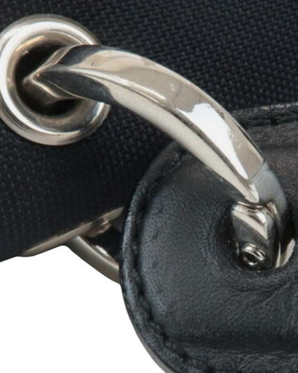 Authentic Ferragamo Vara Ribbon Black Leather Nylon Shoulder Bag