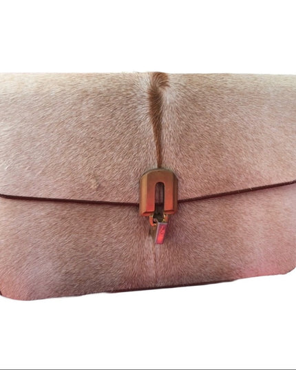 - Vintage 1960s Calf Hair Clutch purse leather