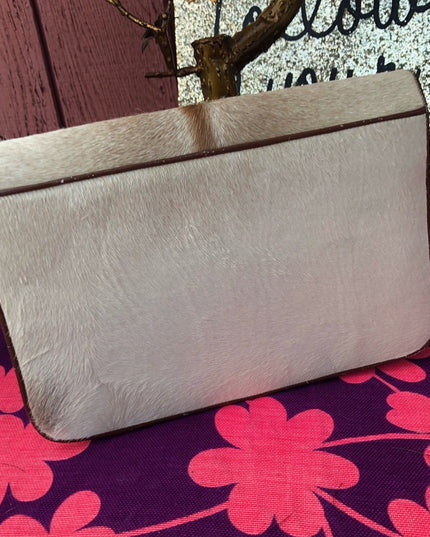 - Vintage 1960s Calf Hair Clutch purse leather