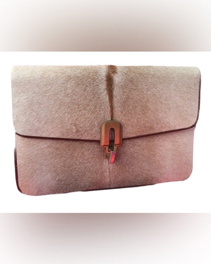 - Vintage 1960s Calf Hair Clutch purse leather