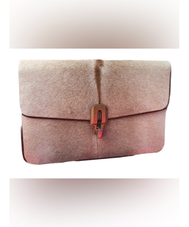 - Vintage 1960s Calf Hair Clutch purse leather