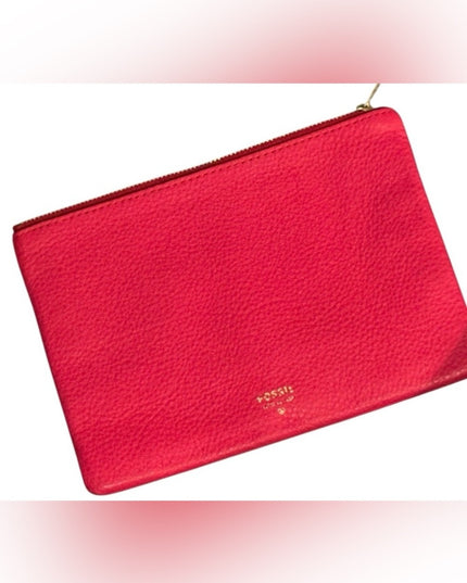 Fossil Red pebbled Leather Small Clutch
