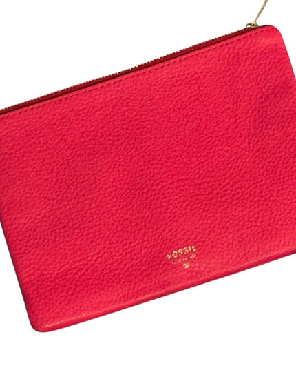 Fossil Red pebbled Leather Small Clutch