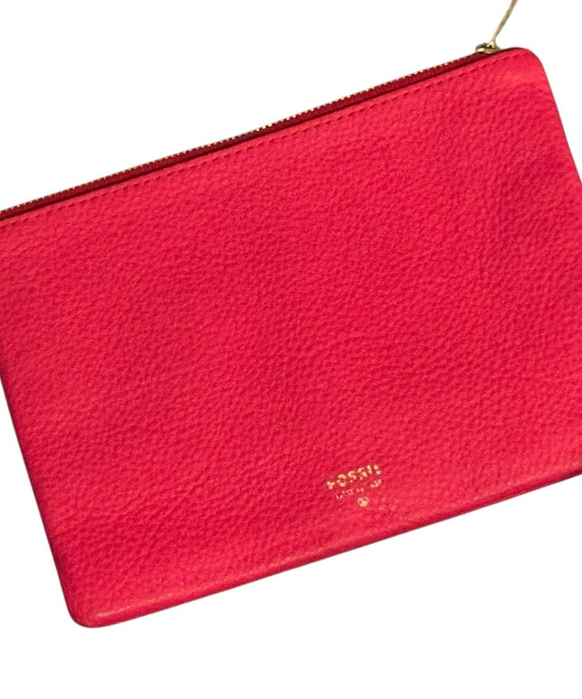 Fossil Red pebbled Leather Small Clutch