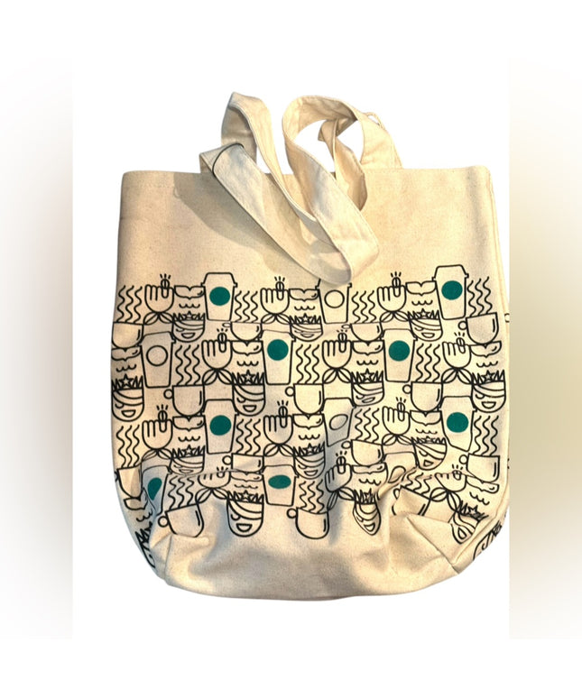 Starbucks Canvas Tote Bag with Abstract Design Shopper RARE