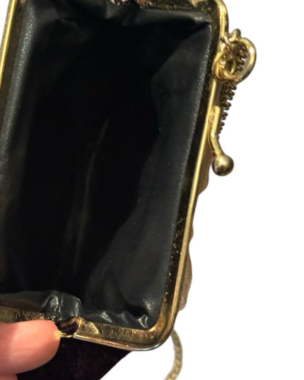 Elegant Small Vintage Quilted Evening Bag with Gold Accents Chain strap