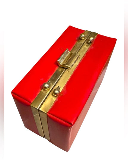 Elegant Red Vintage 1960s Box Clutch Bag Purse