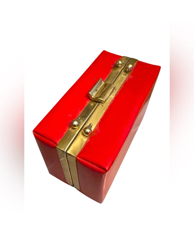 Elegant Red Vintage 1960s Box Clutch Bag Purse