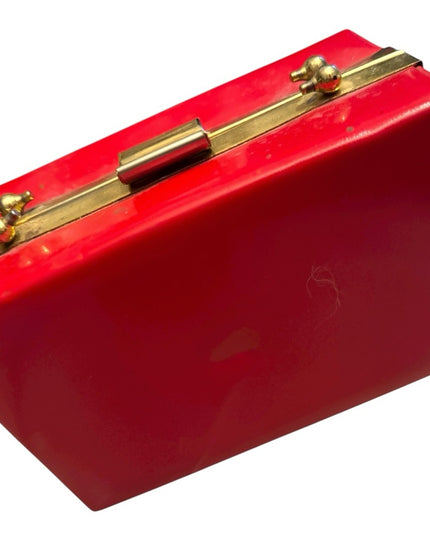 Elegant Red Vintage 1960s Box Clutch Bag Purse
