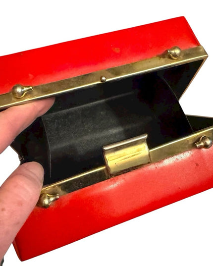 Elegant Red Vintage 1960s Box Clutch Bag Purse