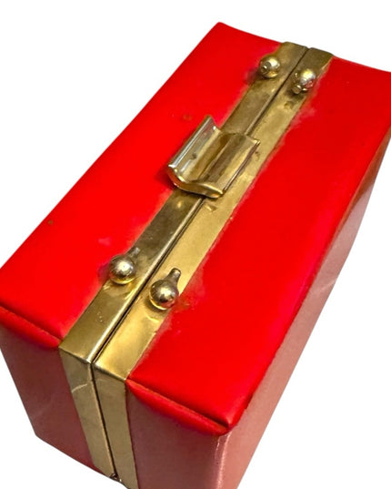 Elegant Red Vintage 1960s Box Clutch Bag Purse