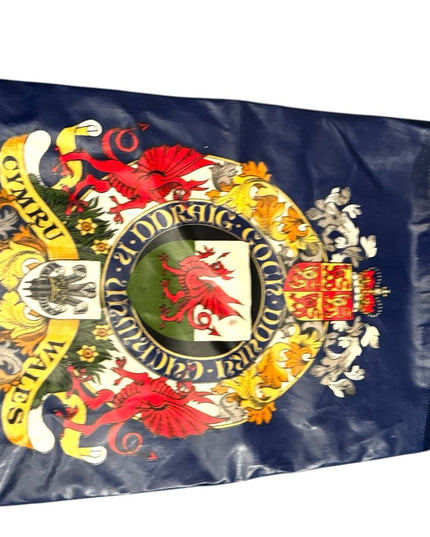 BLUE Wales waterproof Vintage Dragons, Flowers, Feathers and Shield TOTE BAG