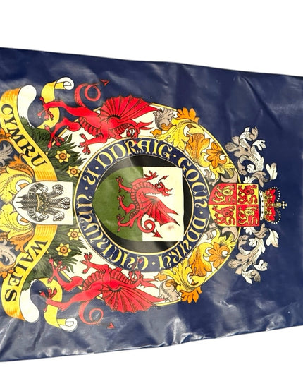BLUE Wales waterproof Vintage Dragons, Flowers, Feathers and Shield TOTE BAG