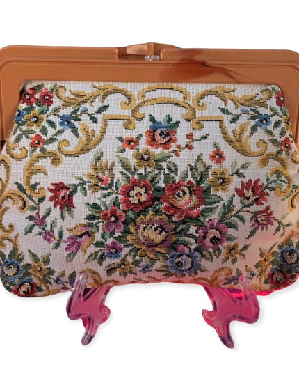 Vintage flower canvas cosmetic clutch purse