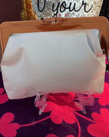 Vintage flower canvas cosmetic clutch purse