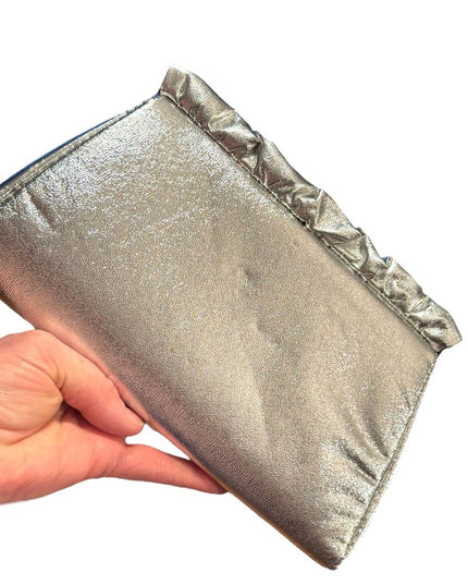 Elegant Vintage Silver Metalic Clutch Wristlet Party